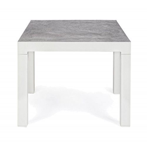 Tavoli da esterno Tavolino kledi in alluminio piano in ceramica 50x50 cm bianco Lunar