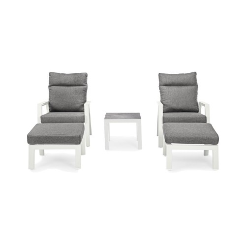 Tavoli da esterno Tavolino kledi in alluminio piano in ceramica 50x50 cm bianco Lunar