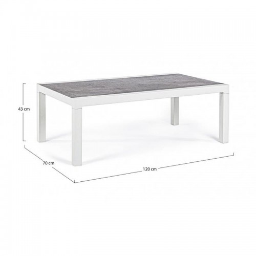 Tavoli da esterno Tavolino kledi in alluminio piano in ceramica 120x70 cm bianco Lunar