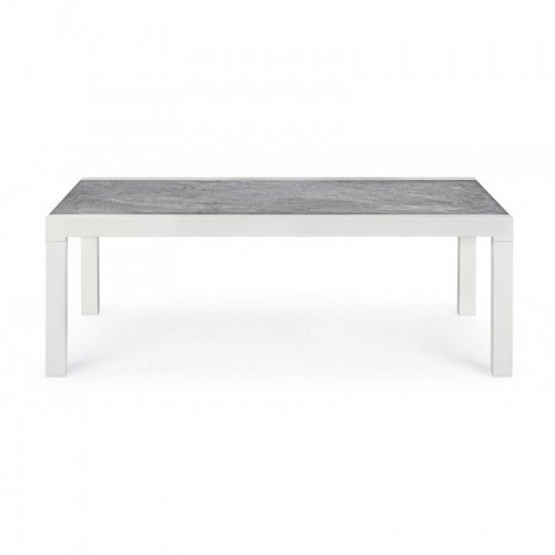 Tavoli da esterno Tavolino kledi in alluminio piano in ceramica 120x70 cm bianco Lunar
