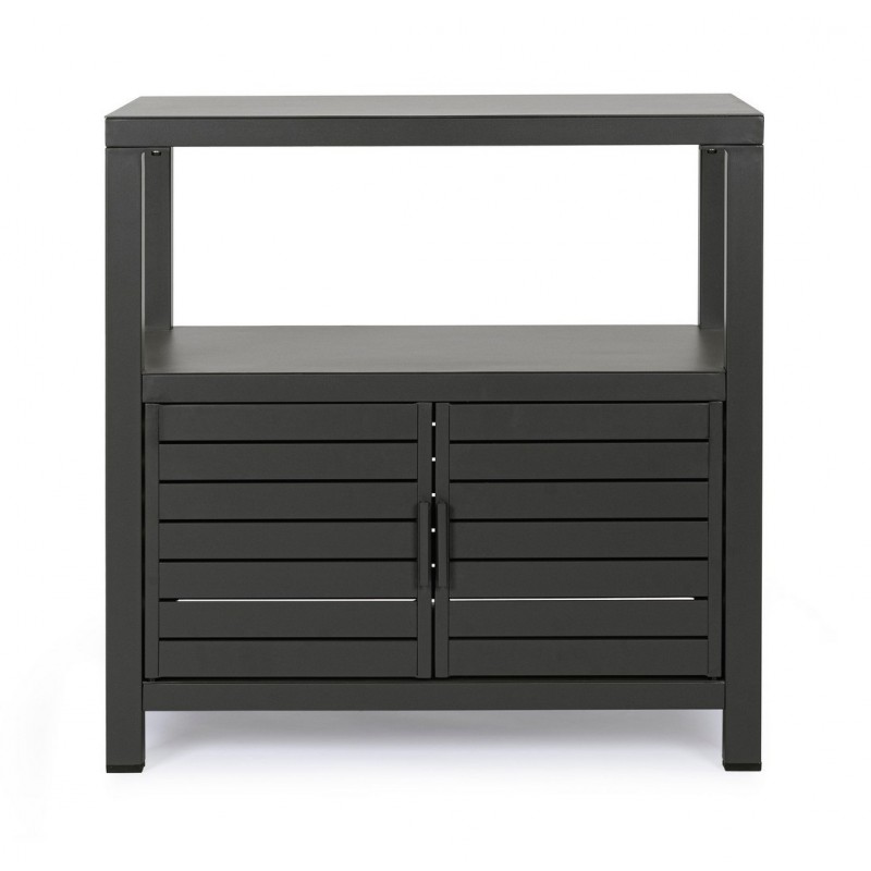 Armadi da esterno Mobile Outdoor 2 ante e 2 piani in alluminio Antracite 90x55x90h cm Atlantic