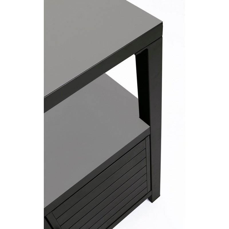 Armadi da esterno Mobile Outdoor 2 ante e 2 piani in alluminio Antracite 90x55x90h cm Atlantic