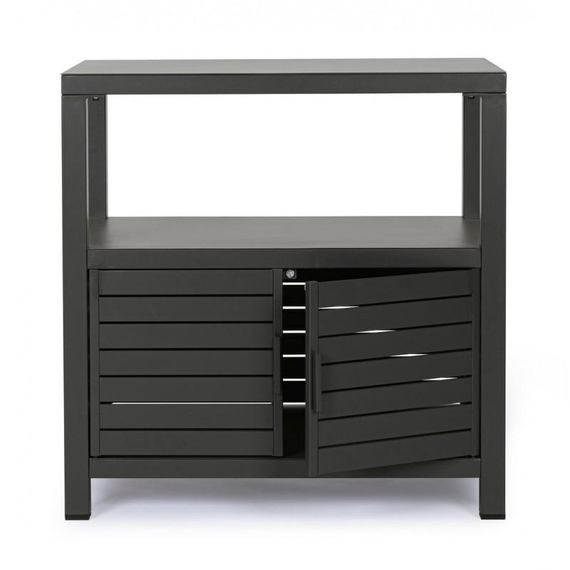 Armadi da esterno Mobile Outdoor 2 ante e 2 piani in alluminio Antracite 90x55x90h cm Atlantic