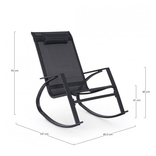 Sdraio Poltrona dondolo in acciaio con poggiatesta 65,5l x 95h cm seduta in textilene antracite demid