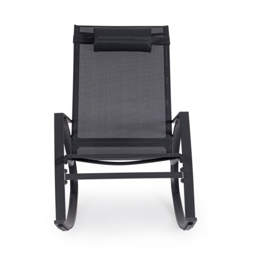 Sdraio Poltrona dondolo in acciaio con poggiatesta 65,5l x 95h cm seduta in textilene antracite demid