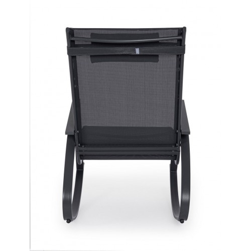 Sdraio Poltrona dondolo in acciaio con poggiatesta 65,5l x 95h cm seduta in textilene antracite demid