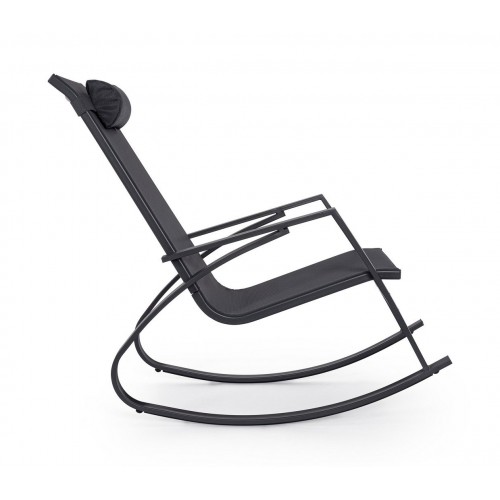 Sdraio Poltrona dondolo in acciaio con poggiatesta 65,5l x 95h cm seduta in textilene antracite demid