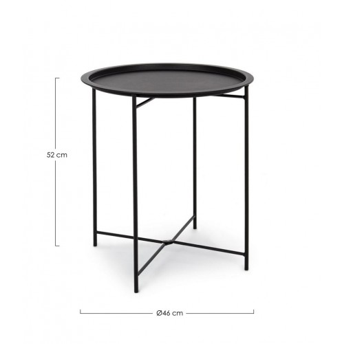 Tavoli da esterno Tavolino in acciaio con vassoio rimovibile Ø46 x 52h gambe pieghevoli nero wissant