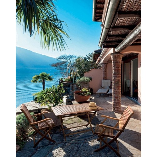 Sedie da esterno Sedia noemi pieghevole con braccioli in legno di acacia 55l x 94h cm