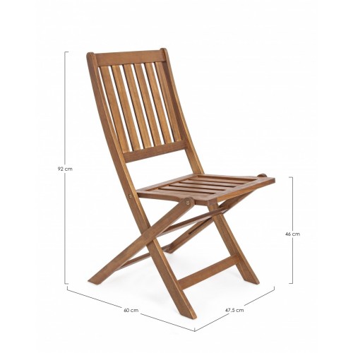 Sedie da esterno Sedia mali pieghevole in legno di acacia 47,5l x 92h cm