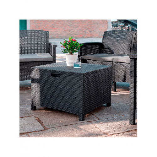 Divani da esterno Set salotto Venezia 4 pz struttura in resina rattan antracite con cuscini in poliestere impermeabili Tavolino 