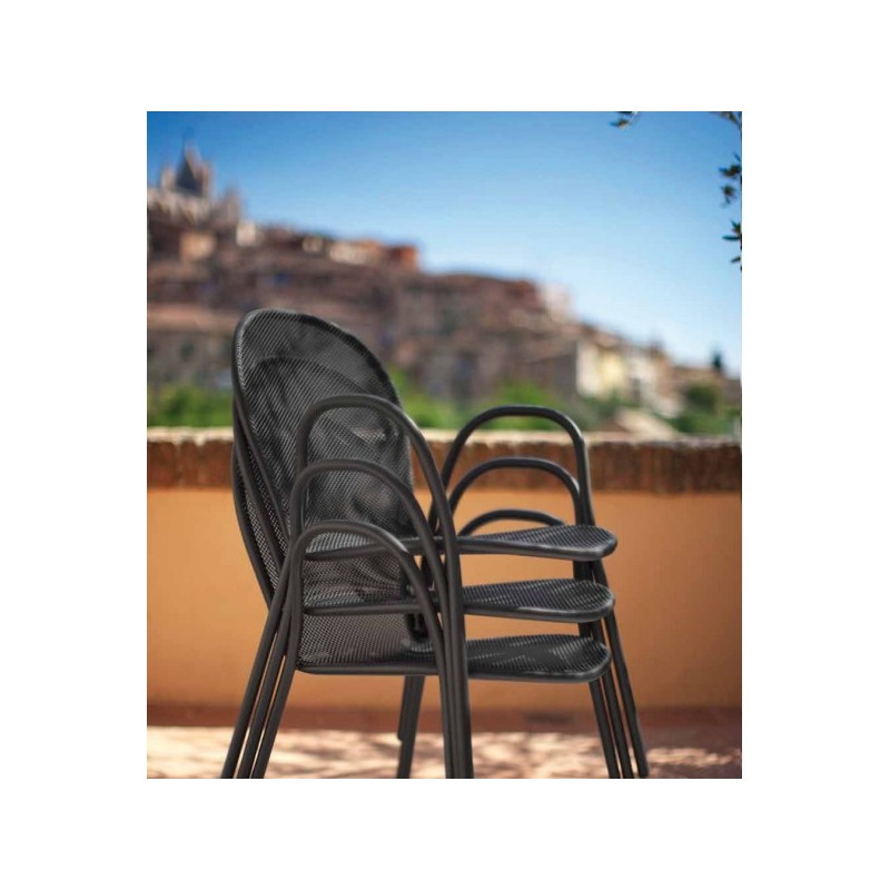 Sedie da esterno Poltrona Ronda in acciaio Nero 60x65x82h cm impilabile Sedie da esterno Poltrona Ronda in acciaio Nero 60x65x82h cm impilabile