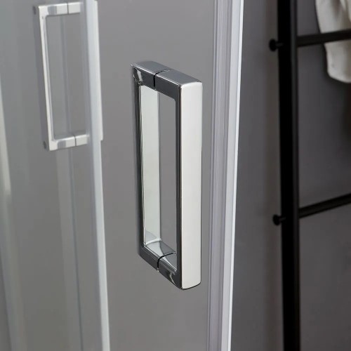 Arredo bagno Box doccia 70x90x185h cm angolare profili in alluminio ante in vetro temperato trasparente luna