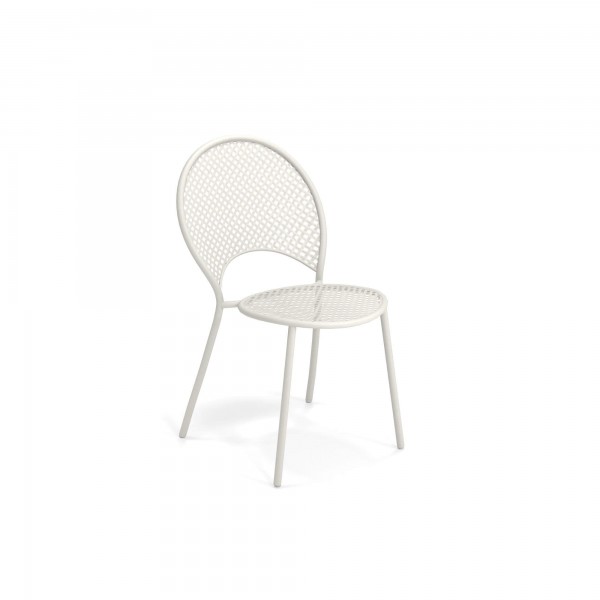 Sedie da giardino Sedia Sole in acciaio bianco L.48 x P.62 x H.88 cm con cuscini magnetici