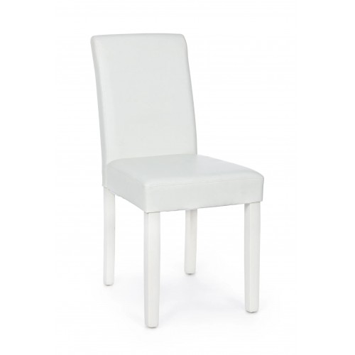 Sedie Sedia Carol Bianco Opaco 54x89h cm struttura e gambe in legno di pino rivestimento in similpelle