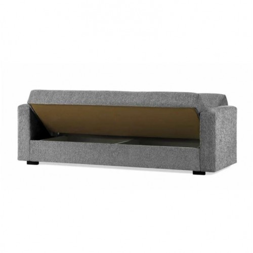 Divani divano letto nora 3 posti grigio 212x80x87h cm con cuscini, braccioli e cassettone BellaHome