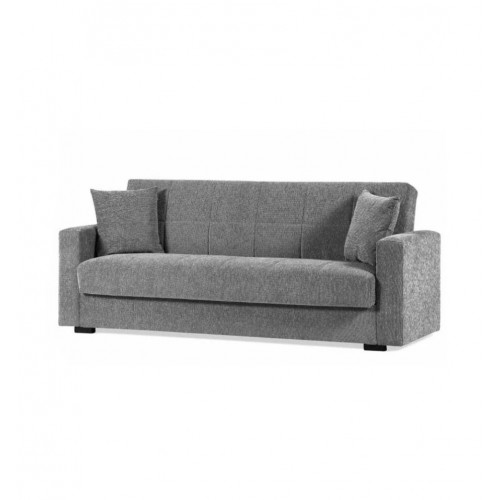 Divani divano letto nora 3 posti grigio 212x80x87h cm con cuscini, braccioli e cassettone BellaHome