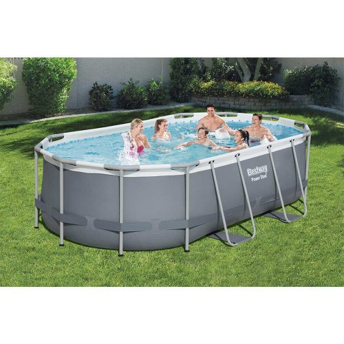 Piscine Piscina fuori terra 56620 Bestway Power Steel ovale 427x250x100cm