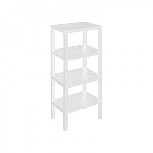 Arredo bagno Colonna Bagno 4 Ripiani 29x38x100 Cm Bianco Serie Woody