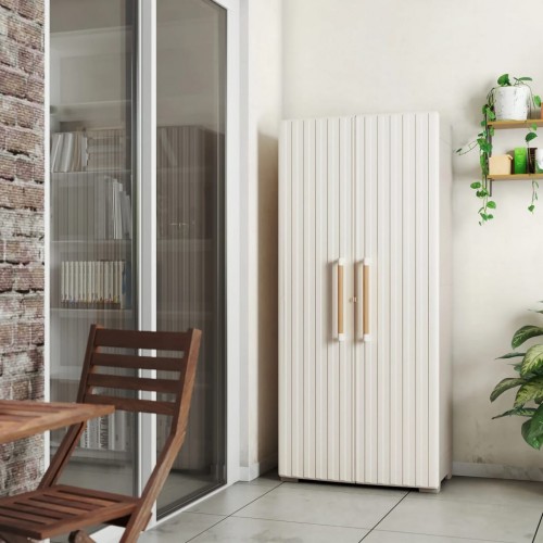 Armadi da esterno Keter Armadio Portaoggetti In Resina con Ripiani Groove Beige e Sabbia  80x45x180 cm h