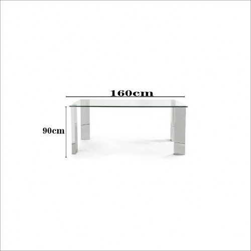 Arredo interni Tavolo New Arley 160x90 Acciaio/Vetro