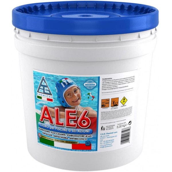 Pastiglie cloro piscine Cloro 6 funzioni 5kg pastiglie da gr200