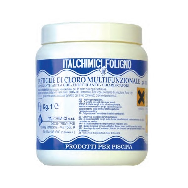 Pastiglie cloro piscine Cloro in pasticche pastiglie multifunzione 1 kg per piscine piscina italchimici