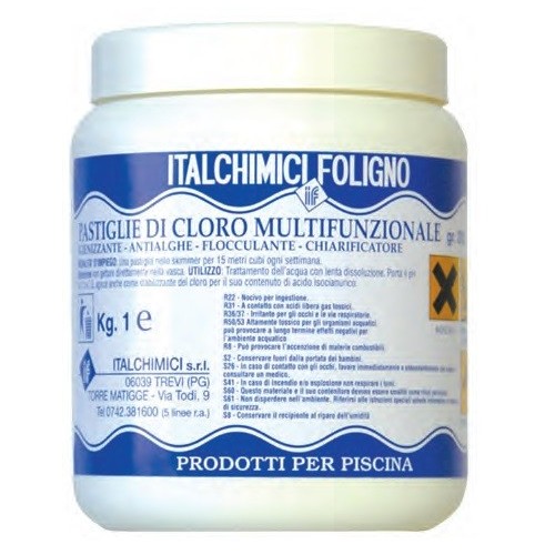 Pastiglie cloro piscine Cloro in pasticche pastiglie multifunzione 1 kg per piscine piscina italchimici