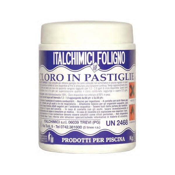 Pastiglie cloro piscine Cloro in pastiglie pasticche per piscina piscine 25 kg italchimici disinfettante