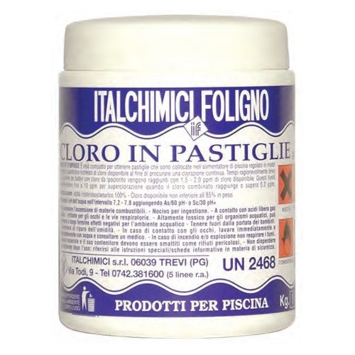 Pastiglie cloro piscine Cloro in pastiglie pasticche per piscina piscine 25 kg italchimici disinfettante