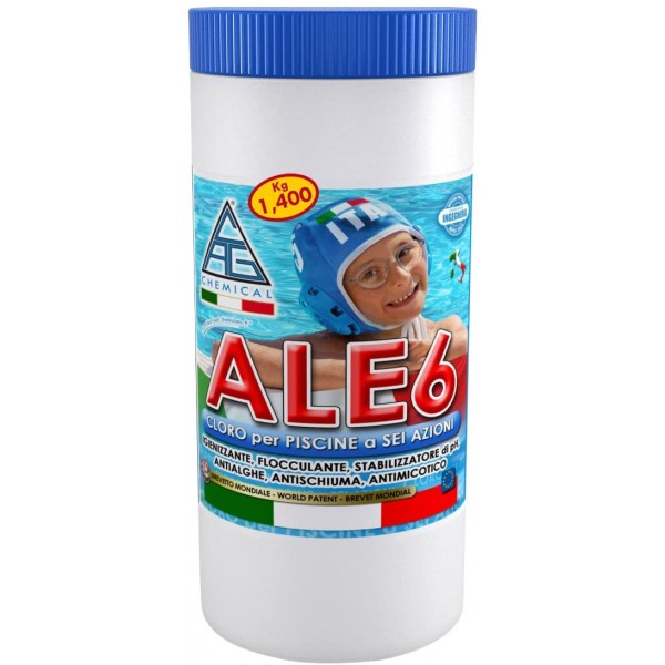 Pastiglie cloro piscine Cloro pasticche multifunzione antimicotico ale6 x piscina 1,4 kg disinfettante