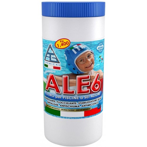 Pastiglie cloro piscine Cloro pasticche multifunzione antimicotico ale6 x piscina 1,4 kg disinfettante