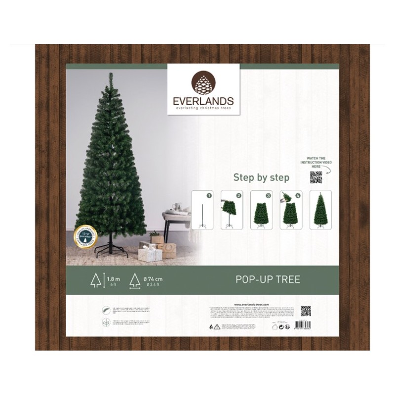 Alberi di Natale Everlands Albero di Natale Pop-up 180cm, Diametro 74cm, Apertura a Ombrello, 12 Anni Di Garanzia