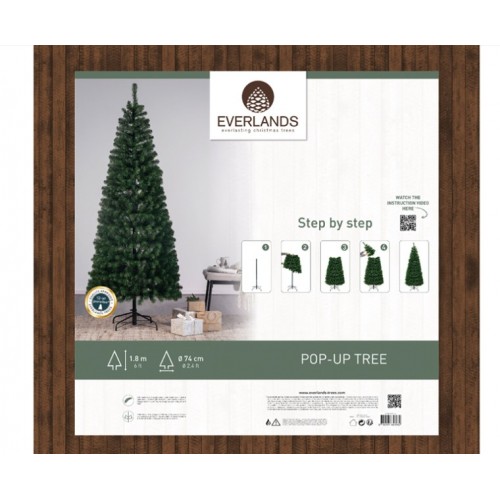 Alberi di Natale Everlands Albero di Natale Pop-up 180cm, Diametro 74cm, Apertura a Ombrello, 12 Anni Di Garanzia