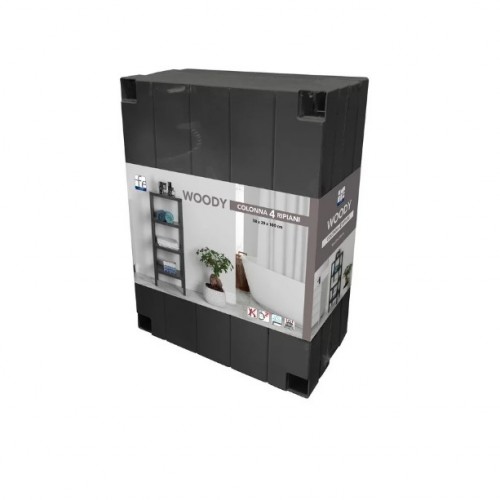 Arredo bagno Colonna Bagno 4 ripiani 29 x 38 x 100cm Nero serie Woody