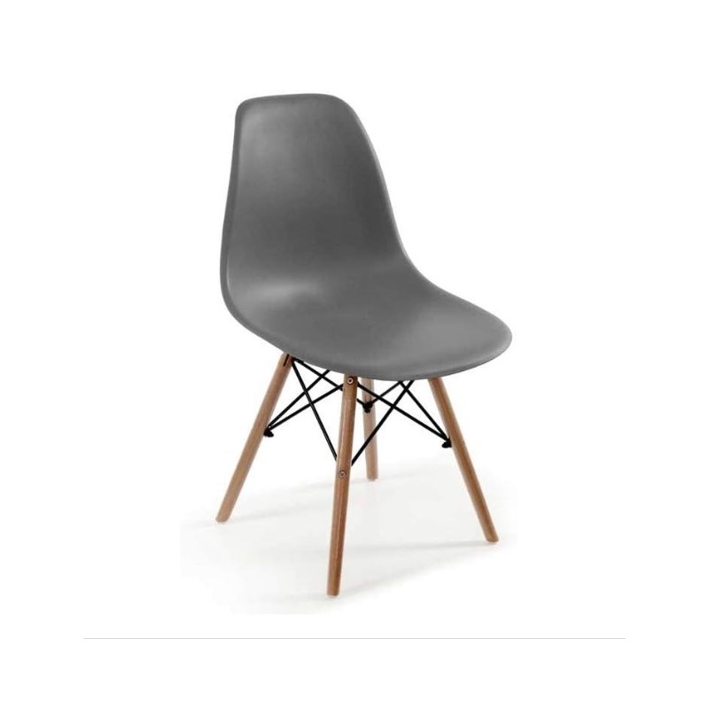Sedie Sedia in Plastica Grigia, seduta plastica struttura legno e metallo 51 x 47 x 83 cm