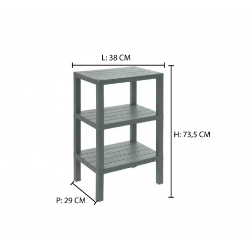 Arredo bagno Colonna Bagno 3 Ripiani 29x38x73.5cm Grigio Serie Woody