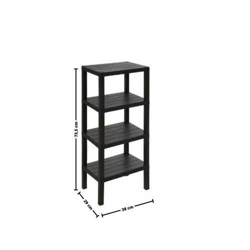 Arredo bagno Colonna Bagno 4 ripiani 29 x 38 x 100cm Nero serie Woody