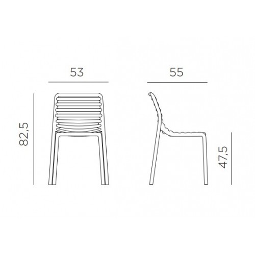 Sedie da esterno Sedia da Giardino  53 cm x 55 cm x H 82.5 cm Modello Doga Bistrot Menta