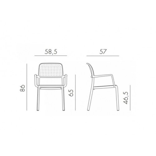 Sedie da esterno Sedia con braccioli da Giardino 58,5 cm x 57 cm x 86 cm Modello Bora Agave