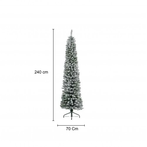 Alberi di Natale Everlands Albero di Natale Pino Pencil Innevato 240cm, Diametro 70 cm, Apertura a Ombrello, 12 Anni Di Garanzia