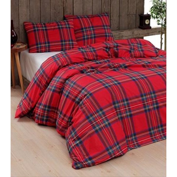 Biancheria Daunex parure copripiumino 255x200 tartan var rosso