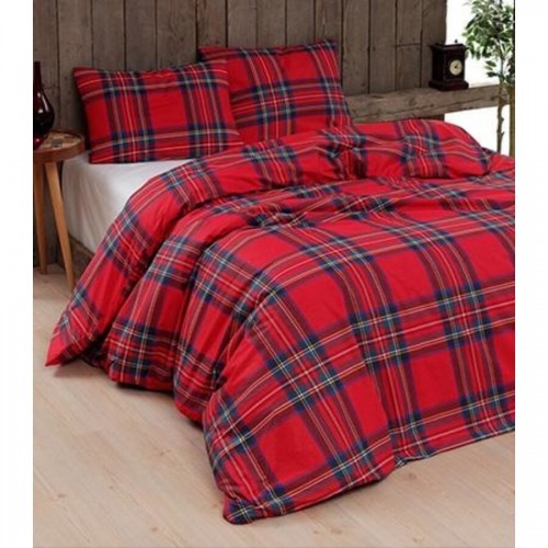 Biancheria Daunex parure copripiumino 255x200 tartan var rosso