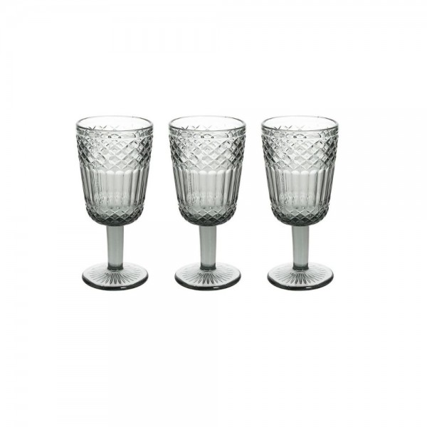 Bicchieri Set Di 3 Calici Linea Claire Vetro Grigio
