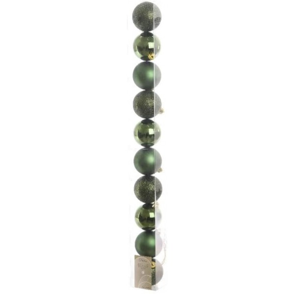 Decori per albero Decoris box 10 sfere verde pino 6cm 020215