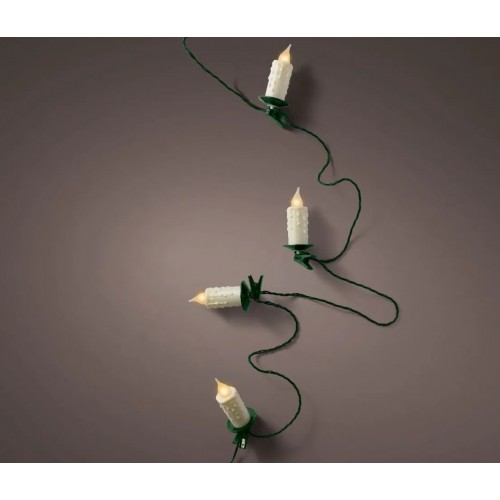 Luci natalizie Lumineo Candela LED L.1160 cm 30 candele grandi Verde/Classico