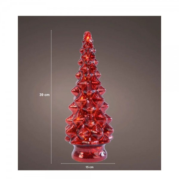 Arredo natalizio Lumineo Albero micro LED BO altezza 39 cm x diametro 15 cm rosso/bianco luci natalizie