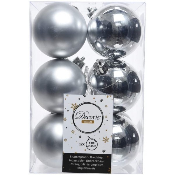 Decori per albero Decoris box 12 sfere argento diametro 60 mm 021831