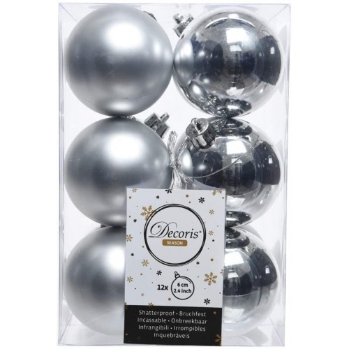 Decori per albero Decoris box 12 sfere argento diametro 60 mm 021831