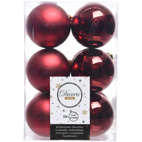 Decori per albero Decoris box 12 sfere bordeaux 60 021833